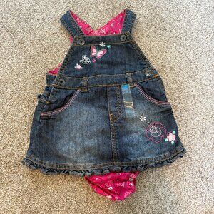 The Children’s Place Denim Dress Floral Butterfly Details 6-9M Girls Baby NEW